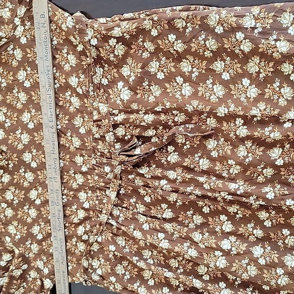 April Cornel Floral Brown Cottagecore Dress With Lace Detail Size X Large - Picture 10 of 11